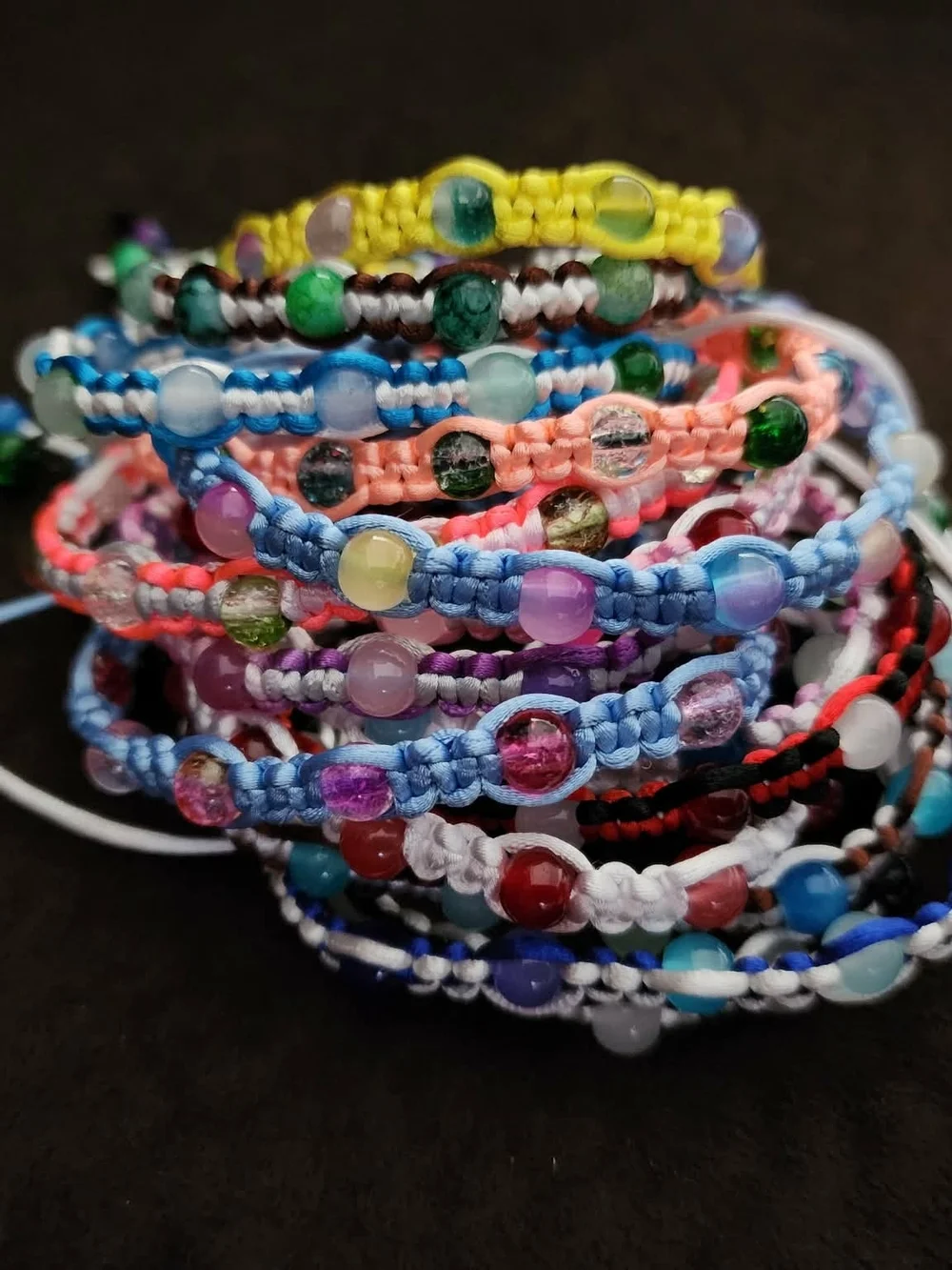 Handmade Multicolor Beaded Kids/adults Bracelet -15 Pieces of Assorted Colors